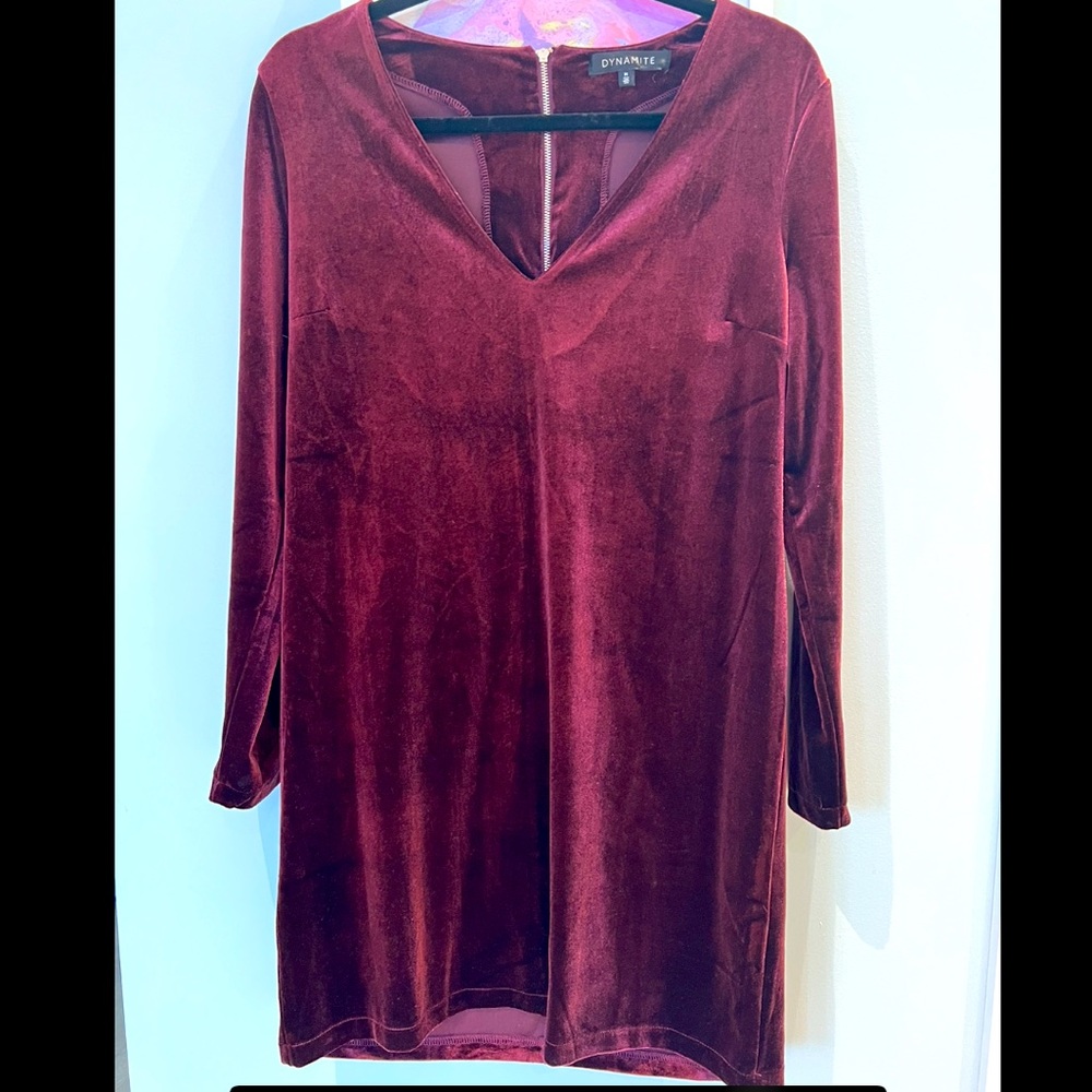 Dynamite Velvet Merlot Dress- Size M